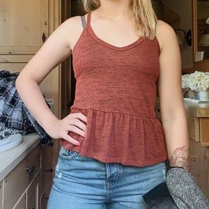 Burnt orange tank top with flare detail